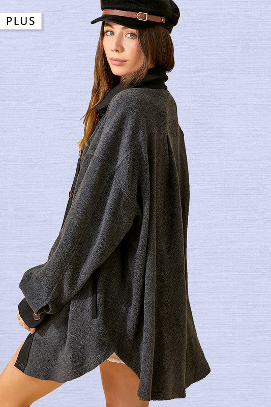 Sunshine Fleece Shacket Jacket with Pockets