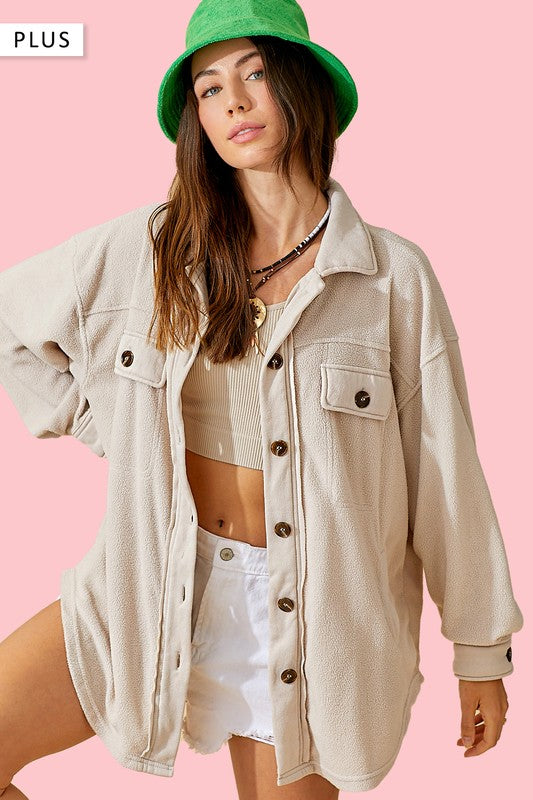 Sunshine Fleece Shacket Jacket with Pockets