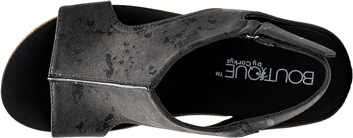 Corkys Carley Black Metallic Wedge Sandal