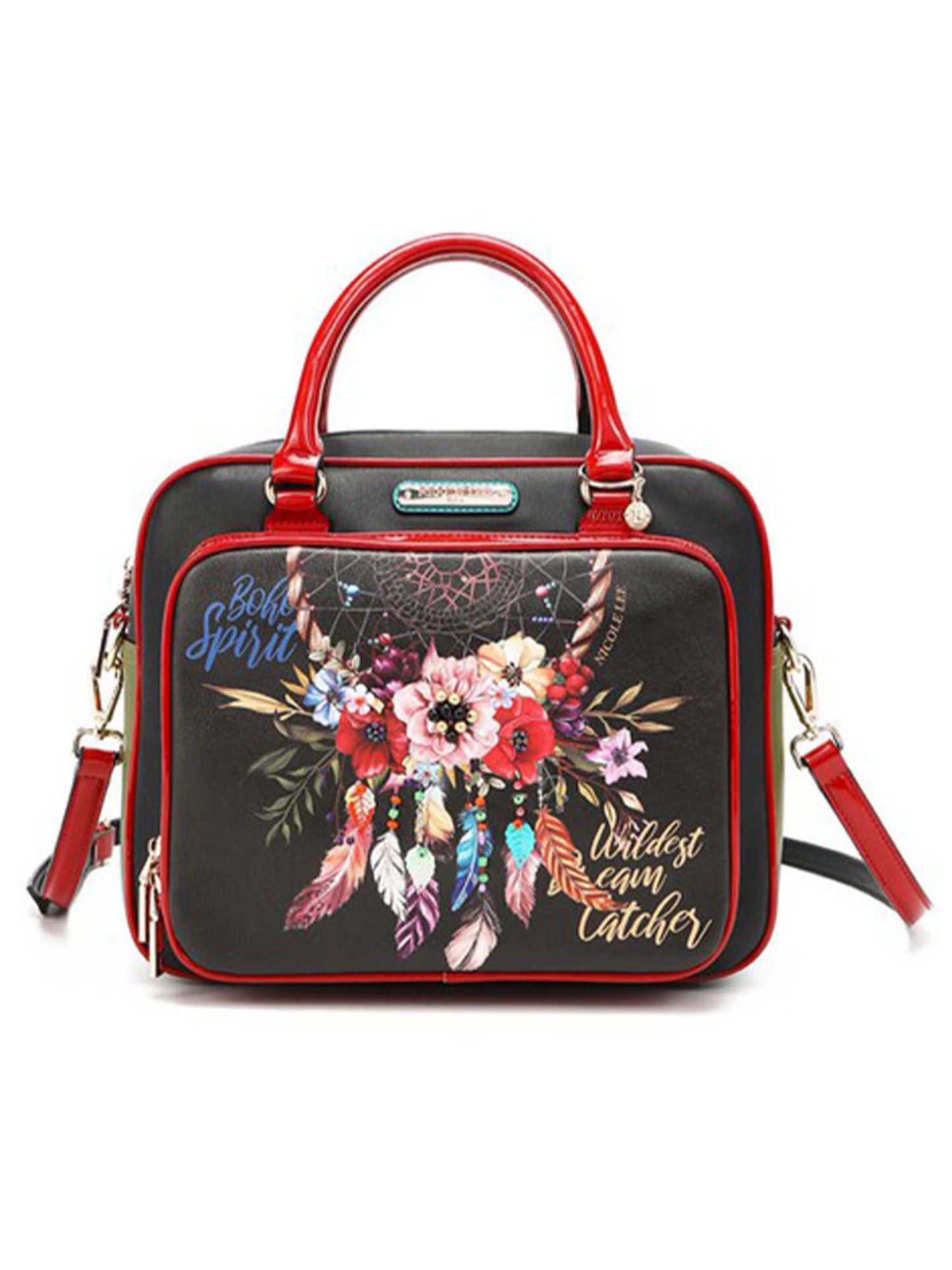 Bohemian Black Top Handle Handbag