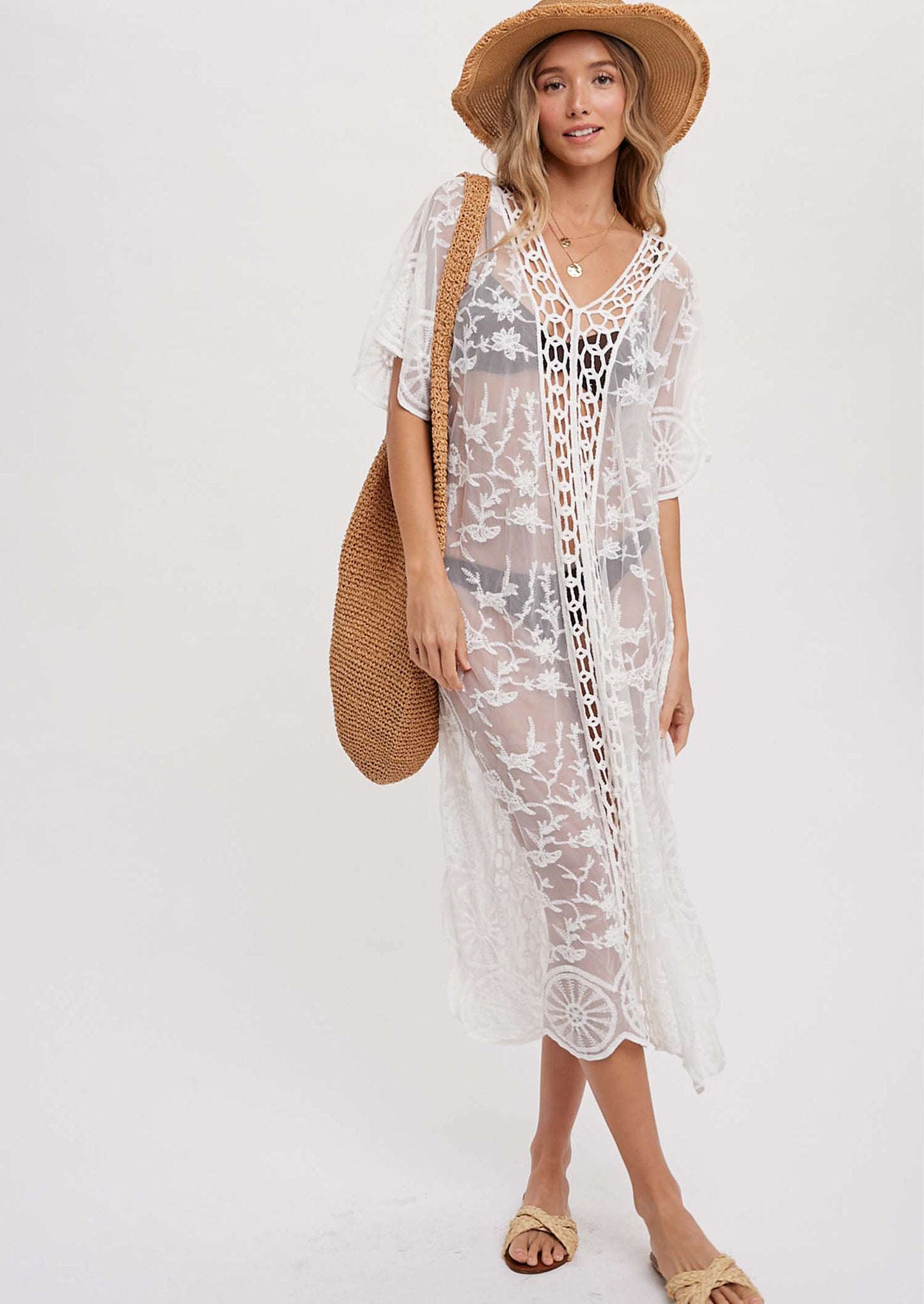 Bohemian Lace Cover-Up Maxi Kaftan