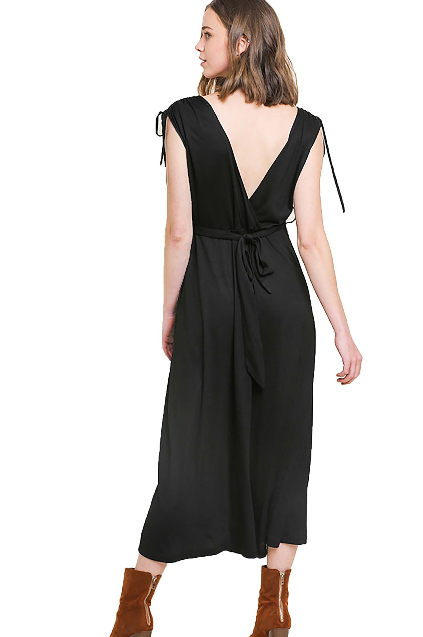 Grecian Design V-Neck Wide Leg Jumpsuit