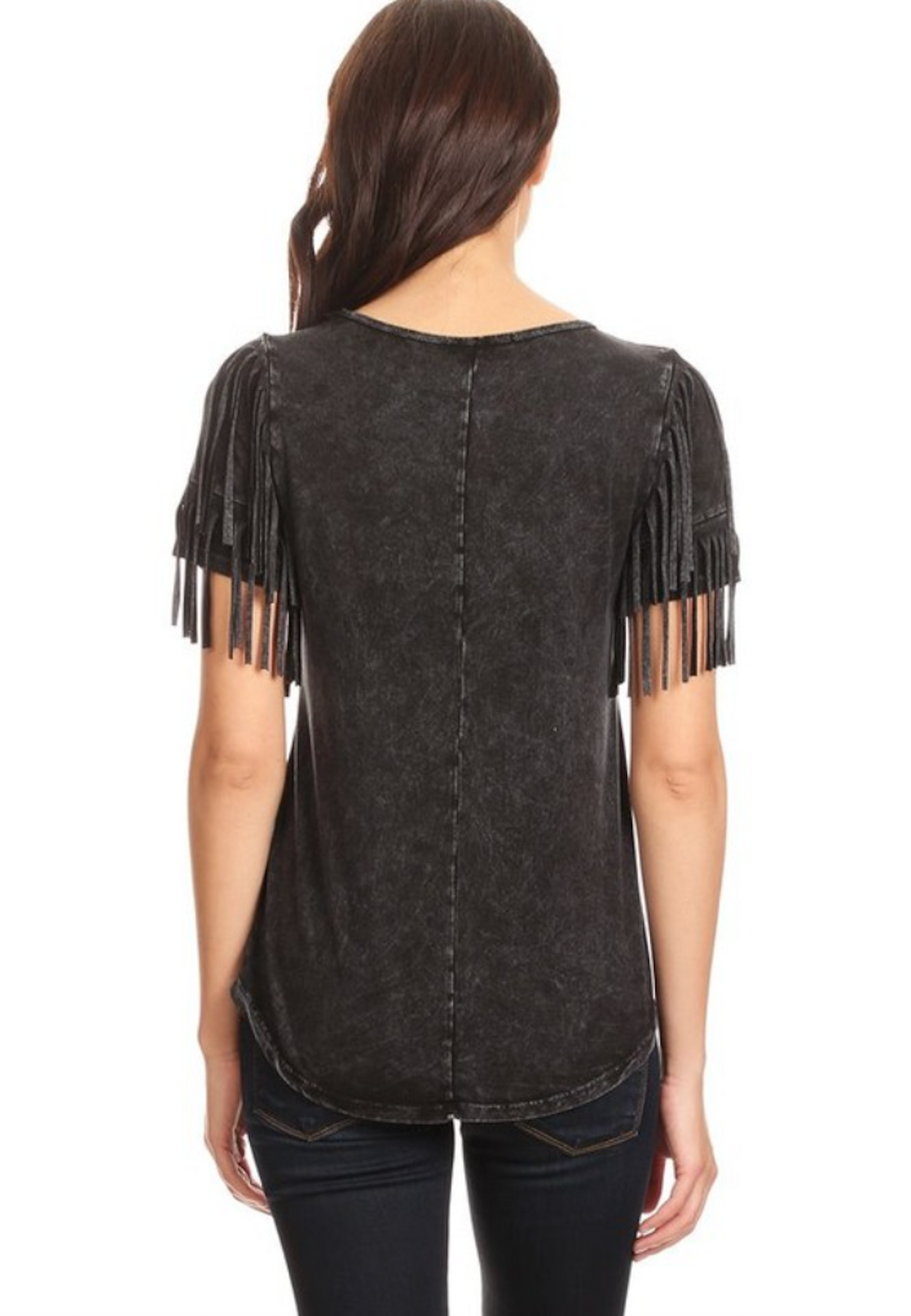 License Plate Bull Skull Fringe Top