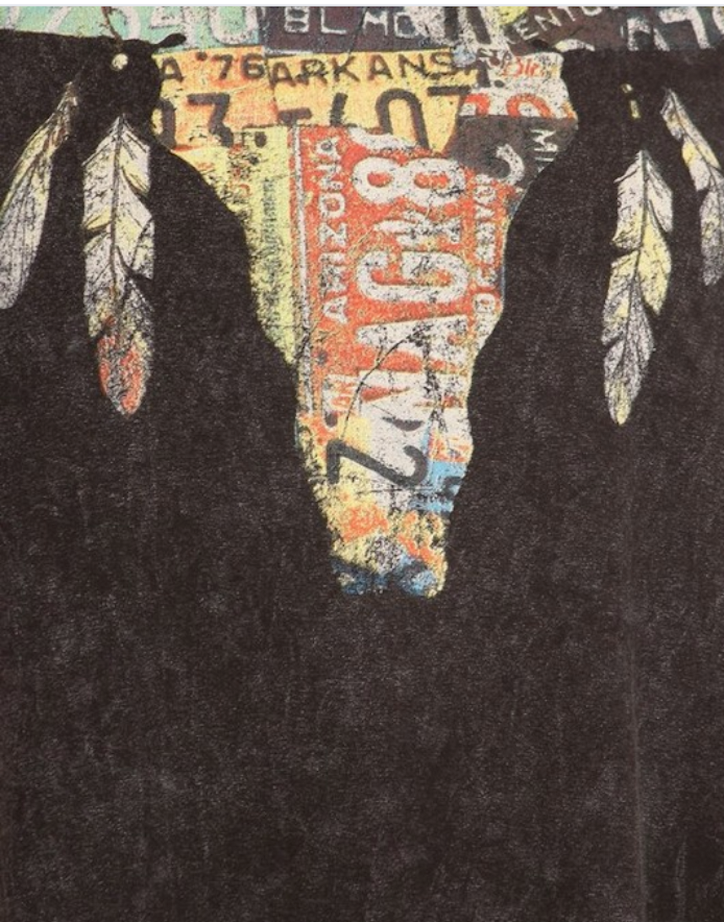 License Plate Bull Skull Fringe Top