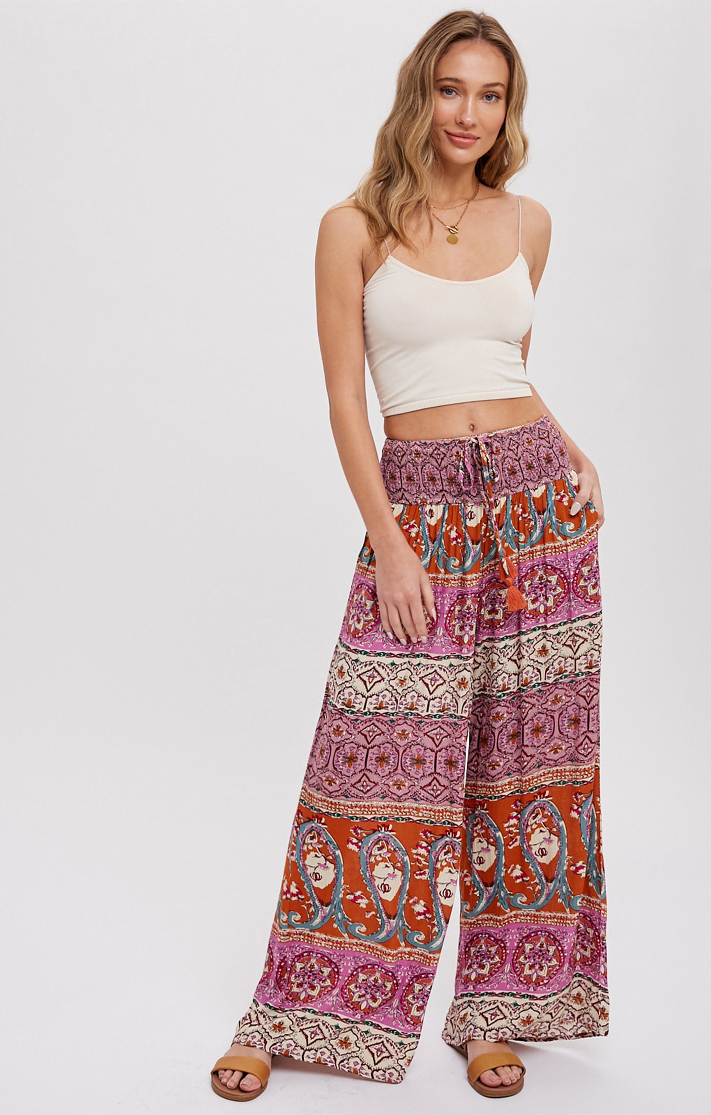 Bohemian Wide Leg Palazzo Pants