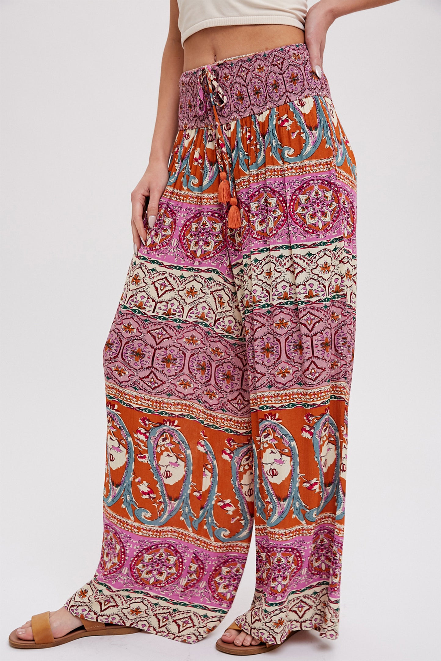 Bohemian Wide Leg Palazzo Pants