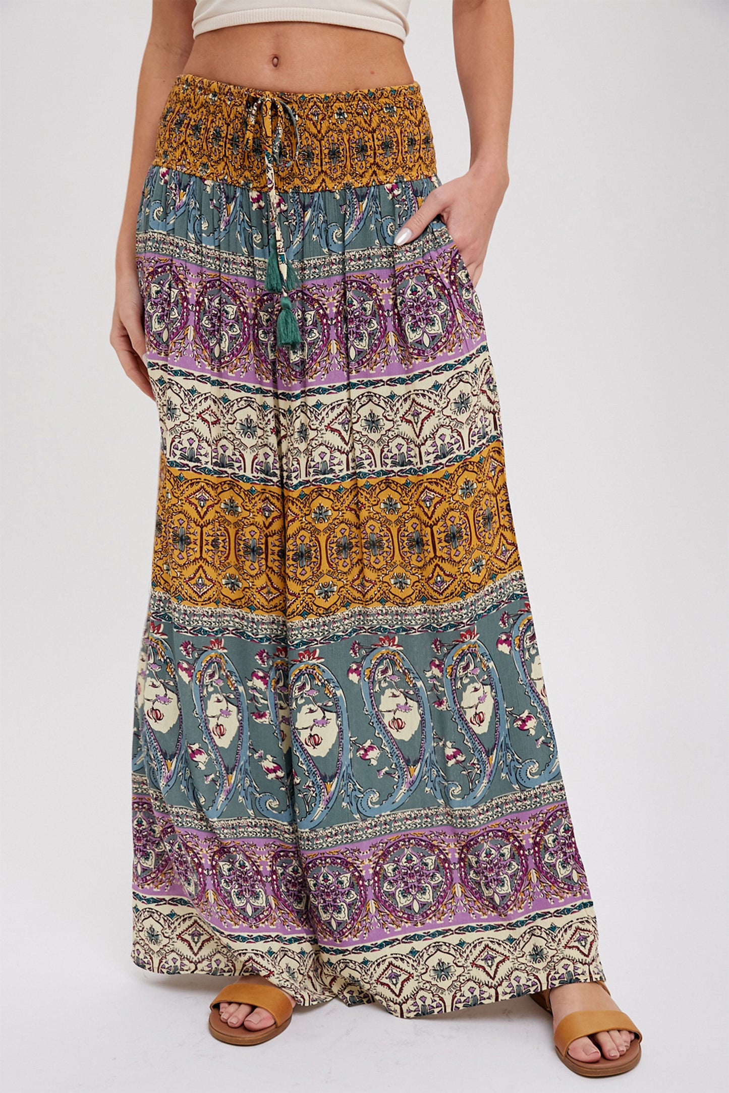 Bohemian Wide Leg Palazzo Pants