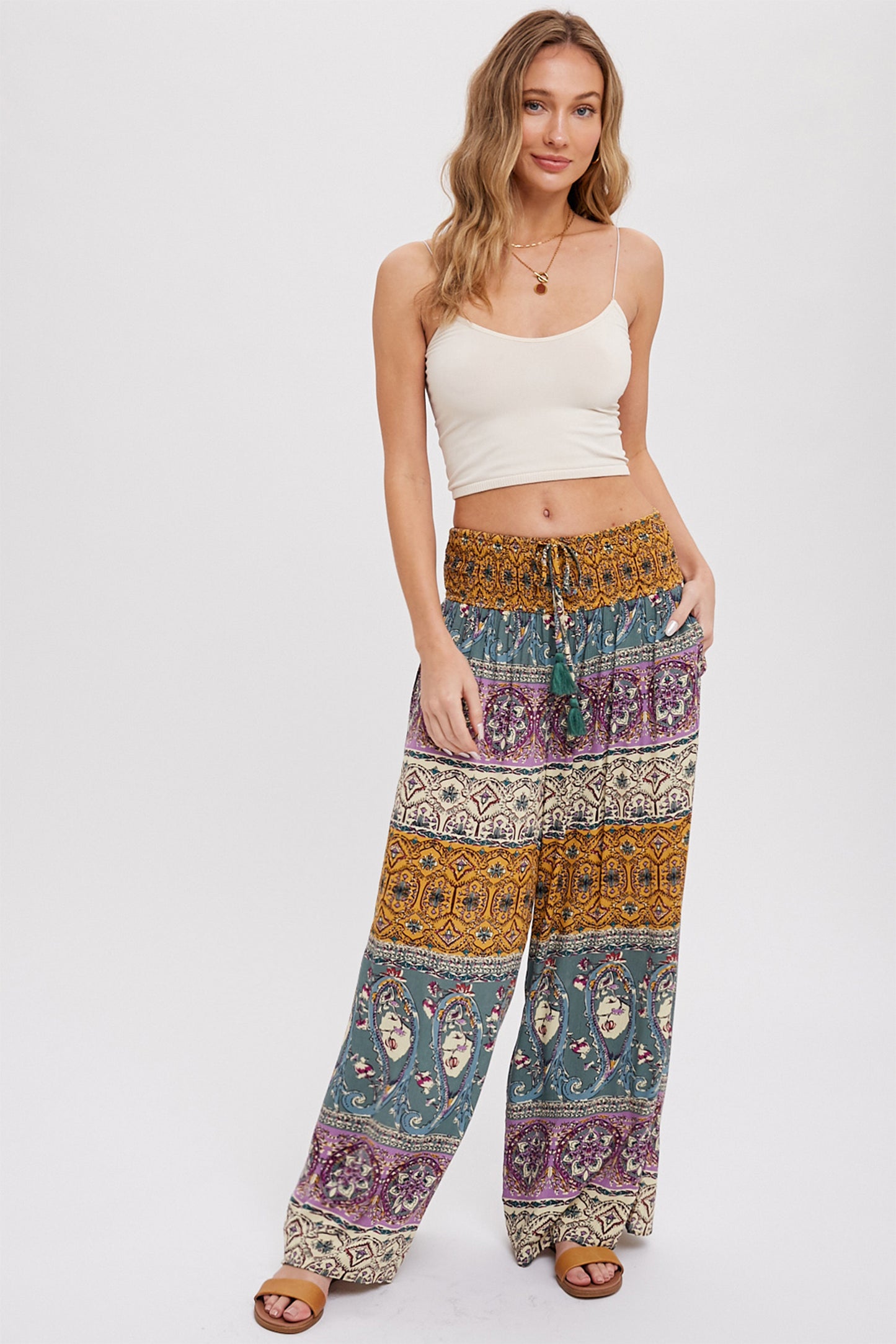 Bohemian Wide Leg Palazzo Pants