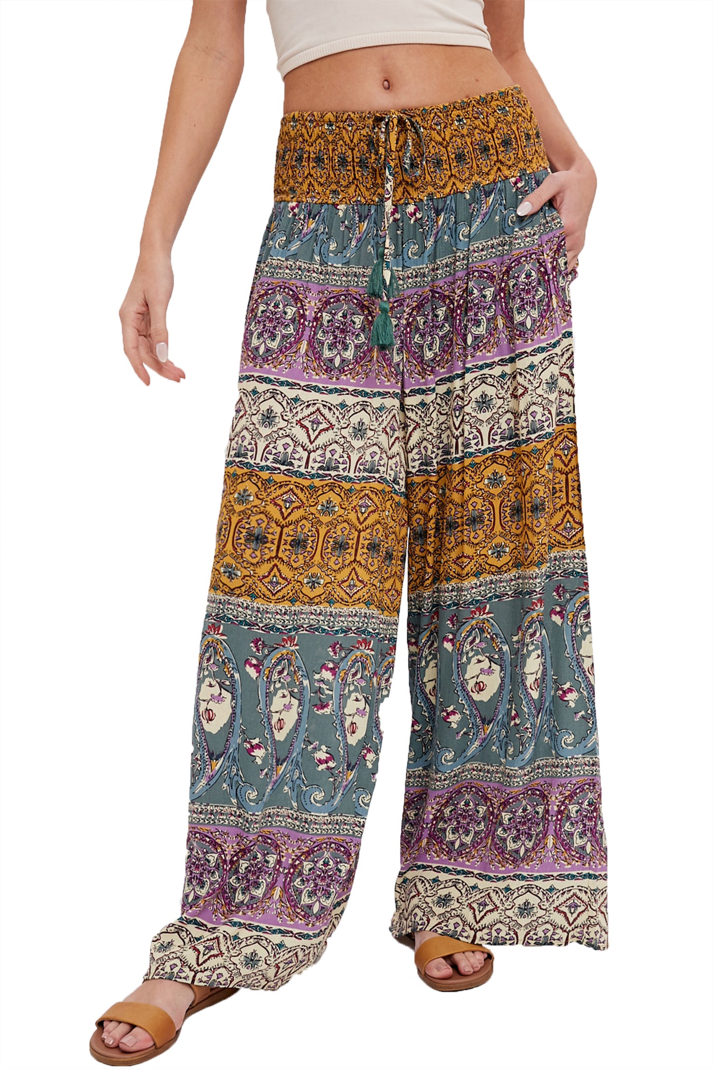 Bohemian Wide Leg Palazzo Pants