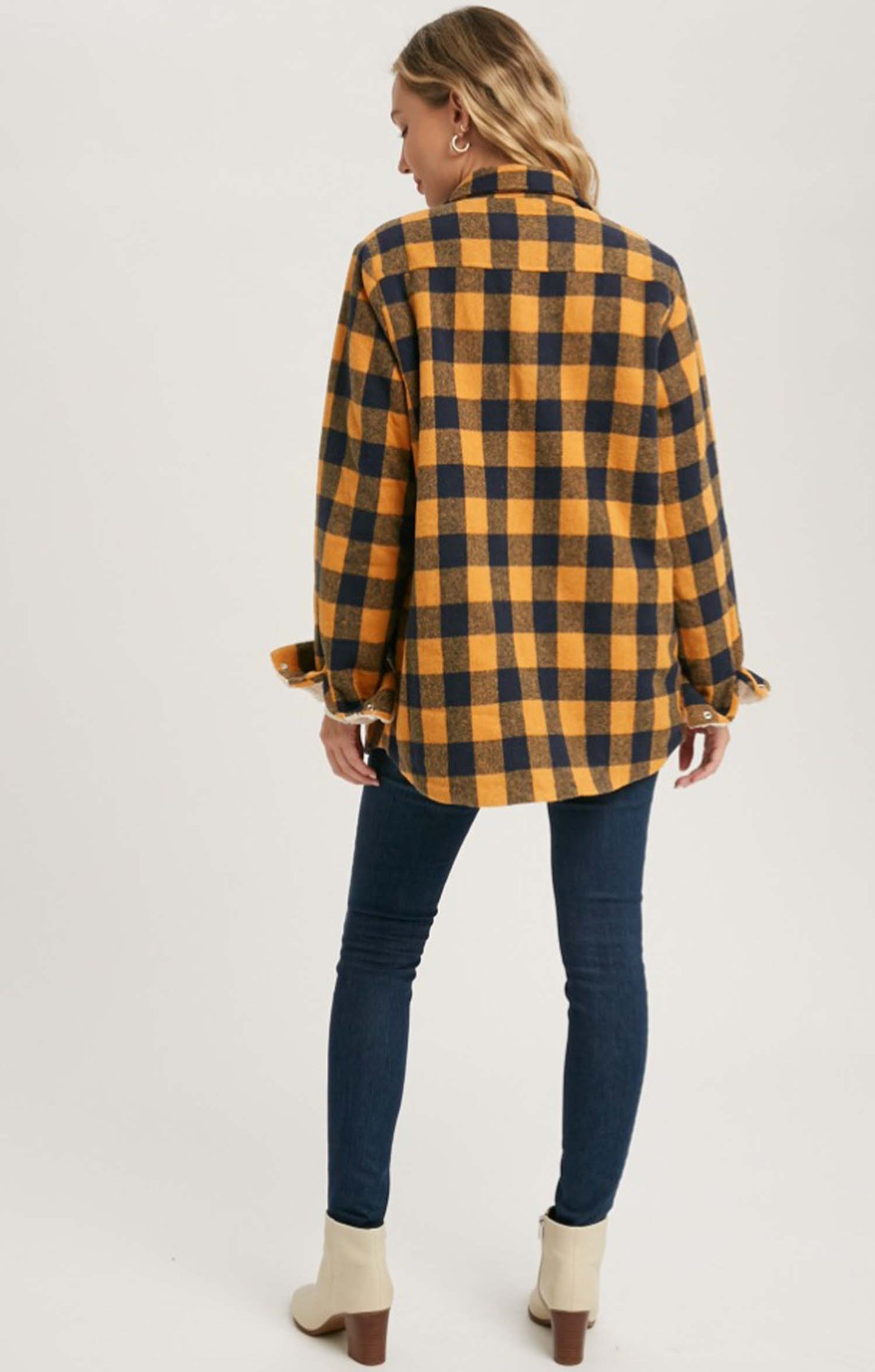 Buffalo Plaid Sherpa Lined Shirt Jacket Shacket