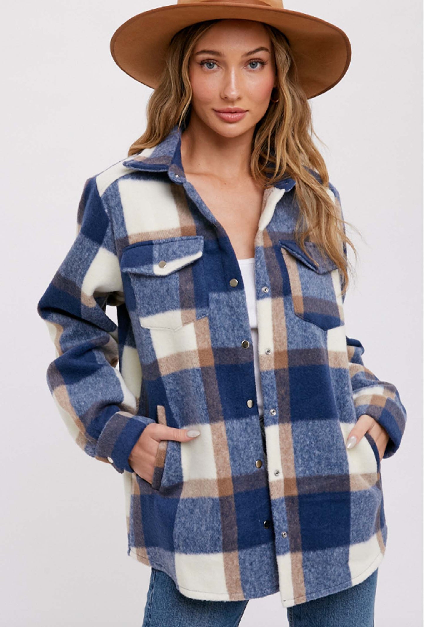 Plaid Womens Cozy Up Brushed Flannel Shacket Jacket