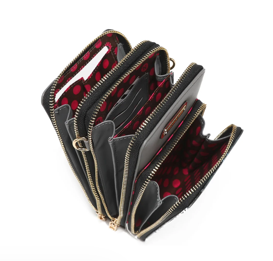 Multi Zip Phone Case Crossbody Wallet