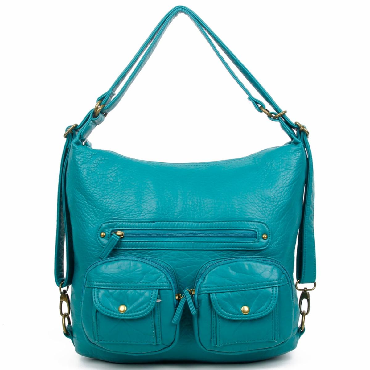 Vegan Leather Convertible Shoulder Bag, Backpack, Crossbody Bag