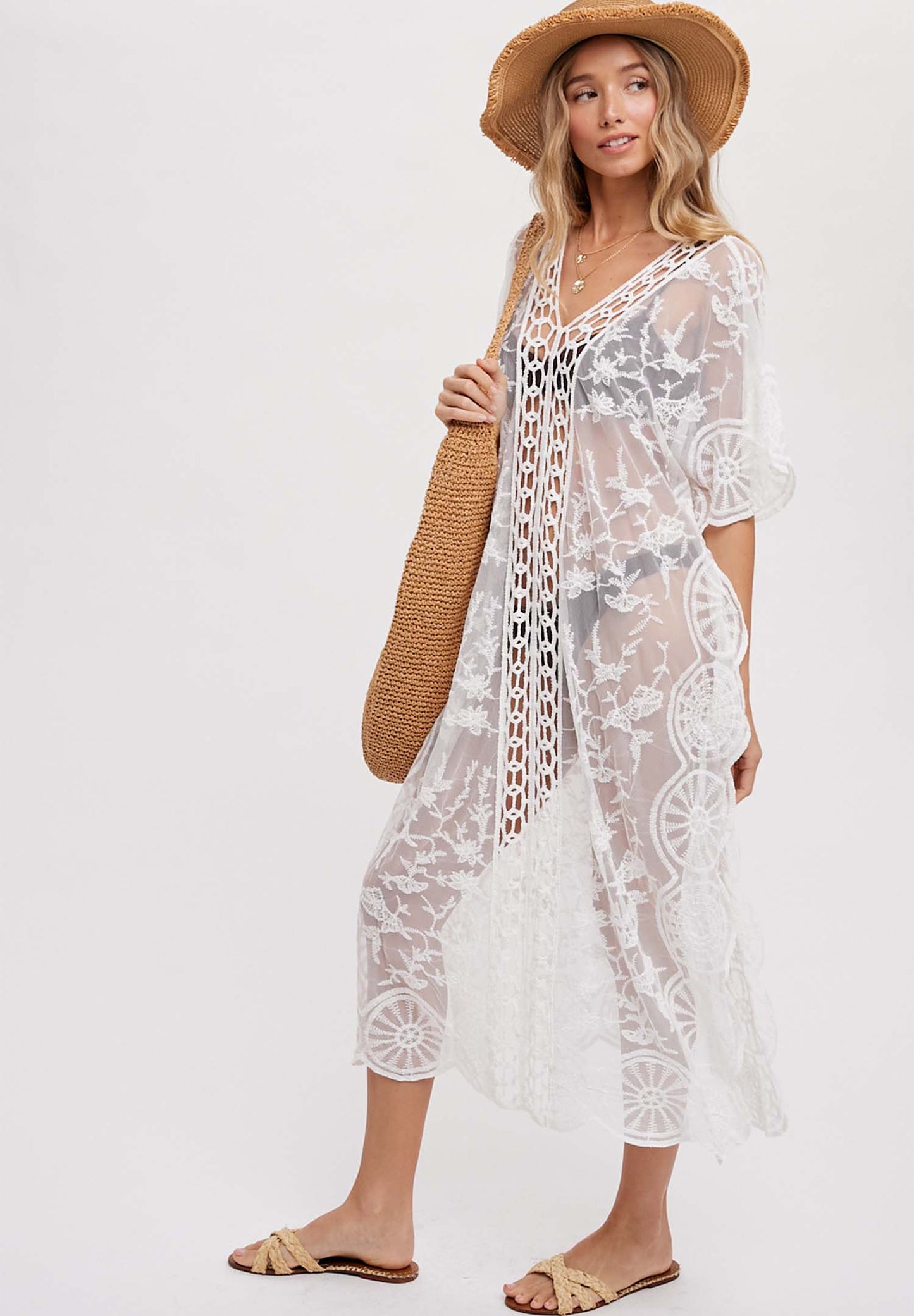 Bohemian Lace Cover-Up Maxi Kaftan