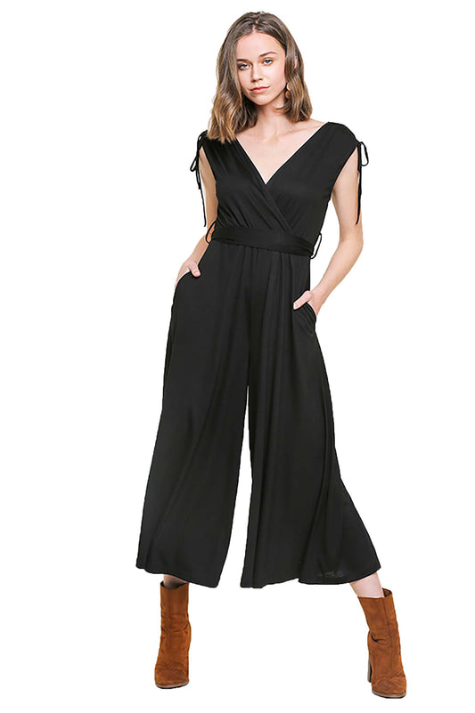 Grecian Design V-Neck Wide Leg Jumpsuit