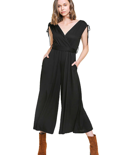 Grecian Design V-Neck Wide Leg Jumpsuit