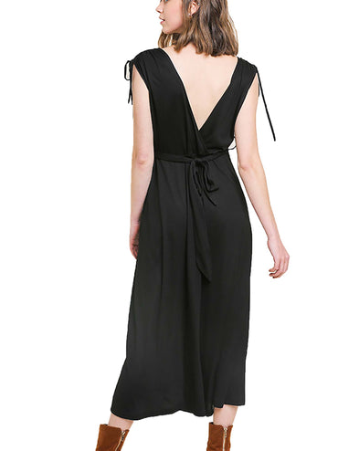 Grecian Design V-Neck Wide Leg Jumpsuit