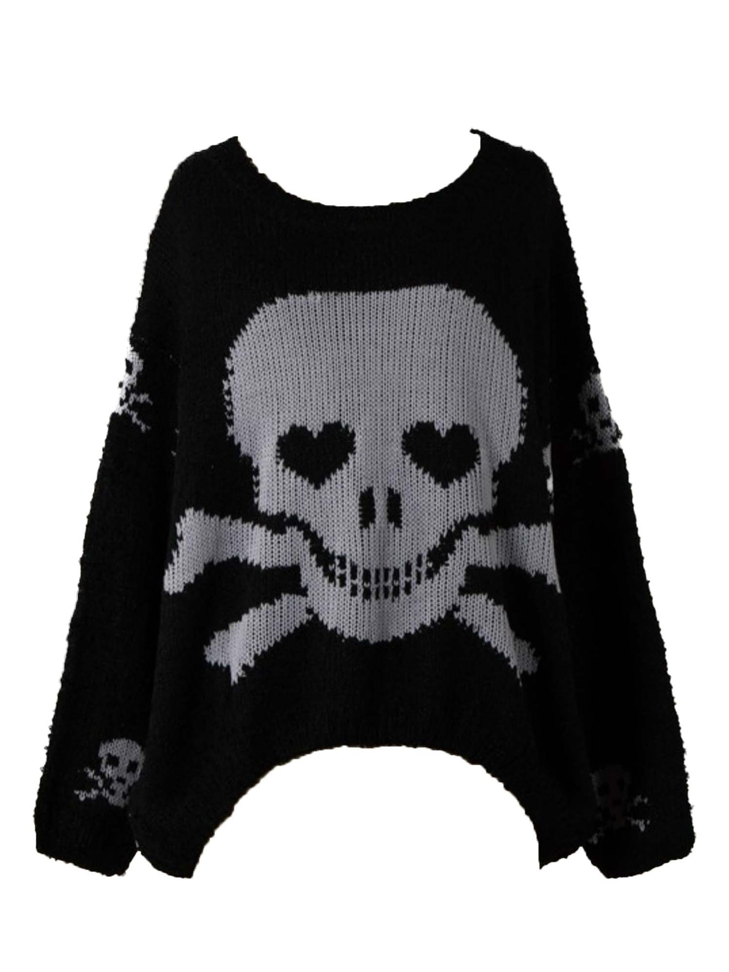 Skull Shark Bite Hem Trendy Pull Over Sweaters