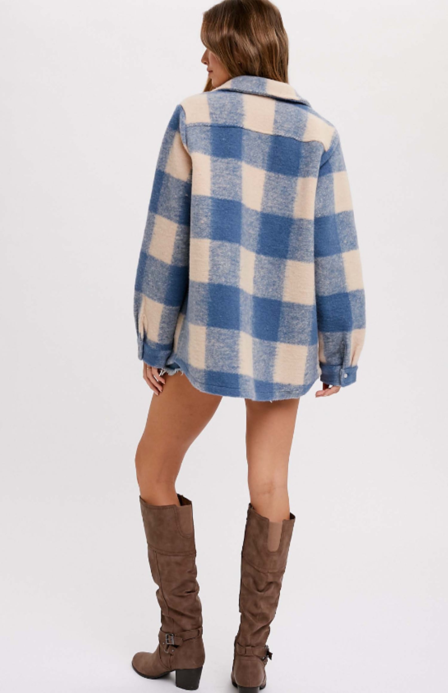 Plaid Womens Cozy Up Brushed Flannel Shacket Jacket