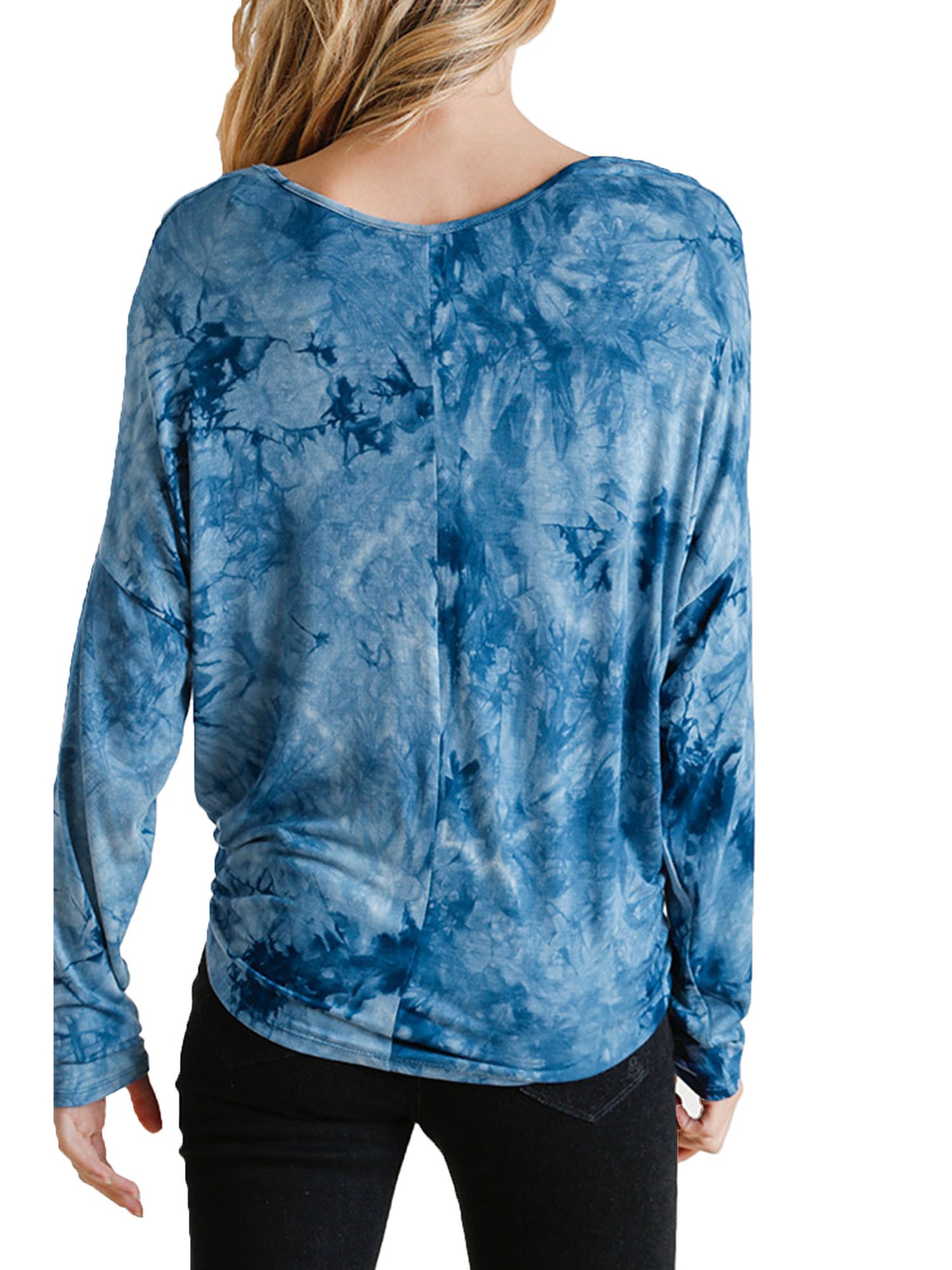 Tie-Dye Long Sleeve Top with Front Tie