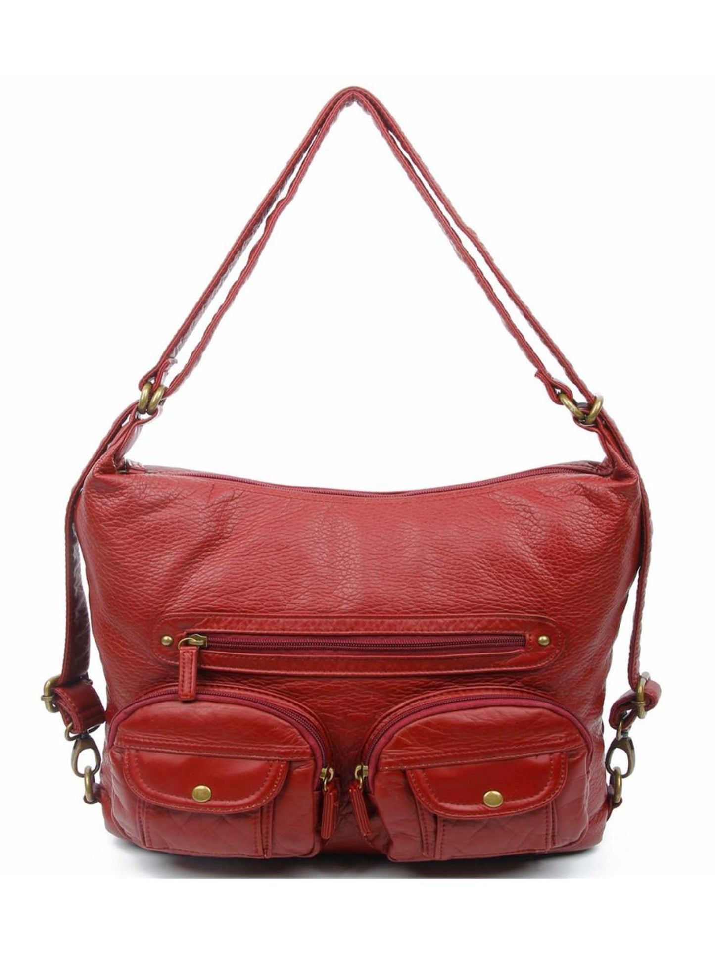 Vegan Leather Convertible Shoulder Bag, Backpack, Crossbody Bag