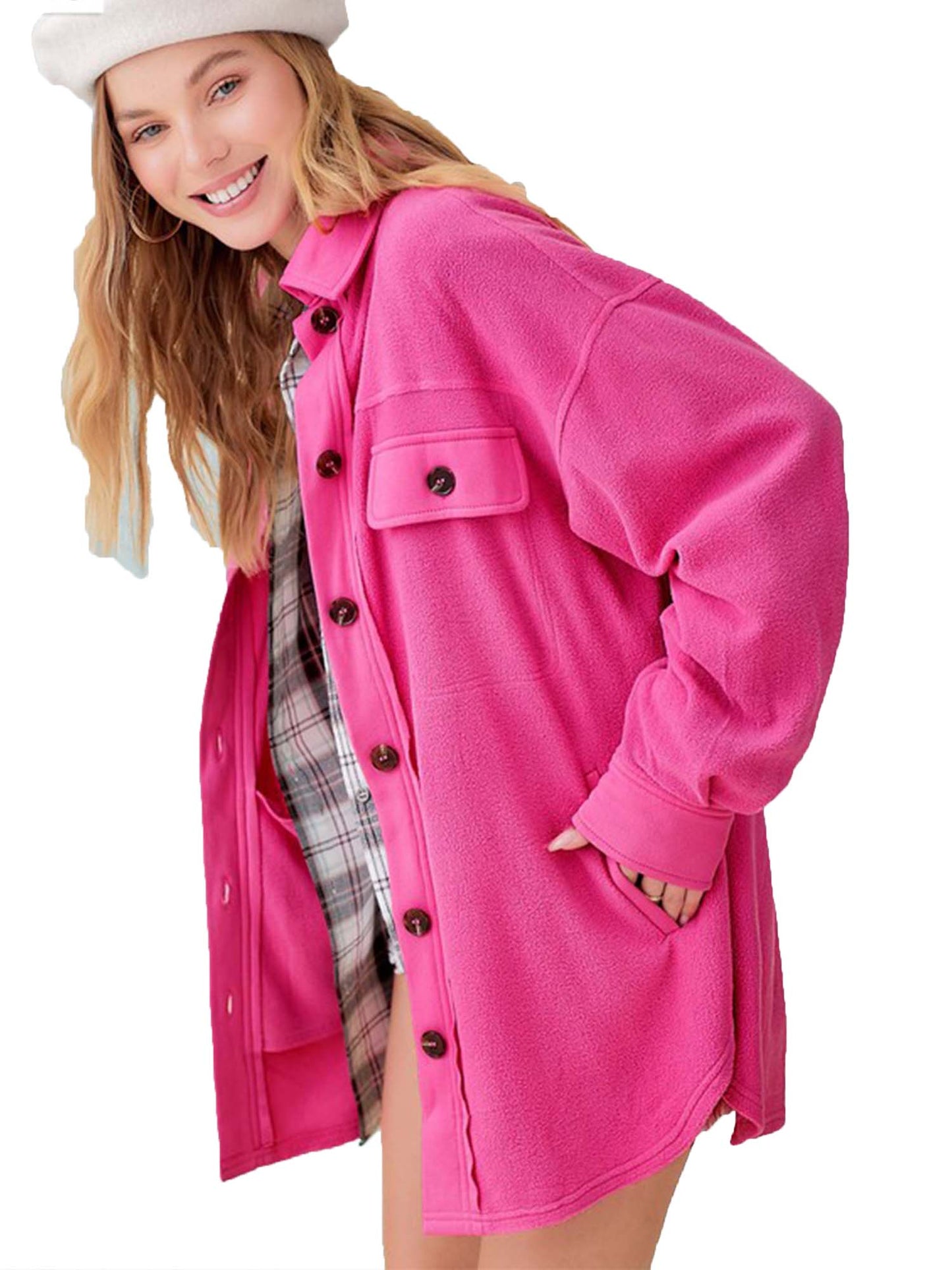 Sunshine Fleece Shacket Jacket with Pockets