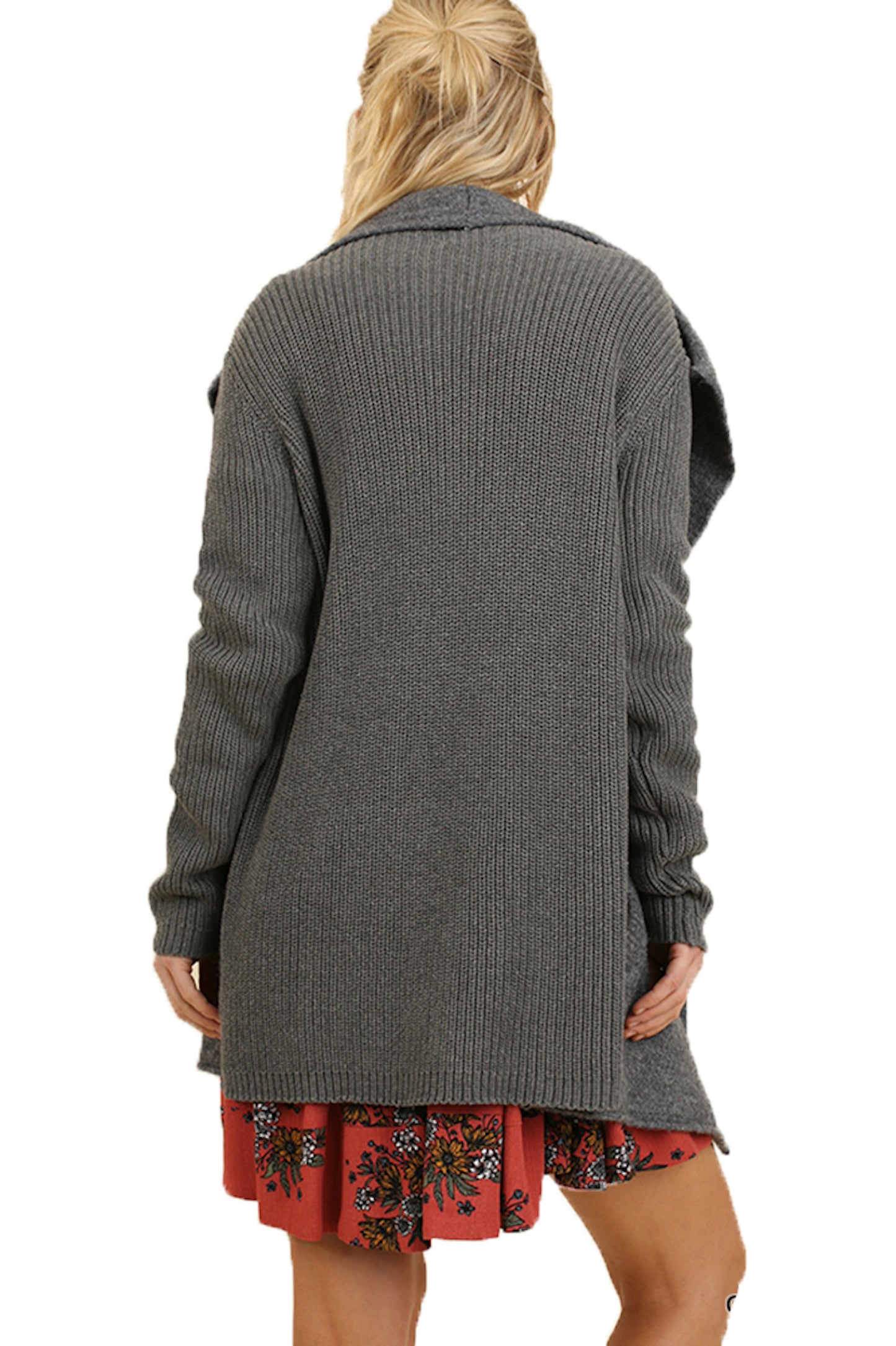 Open Front Mix Texture Cardigan Sweater Coat