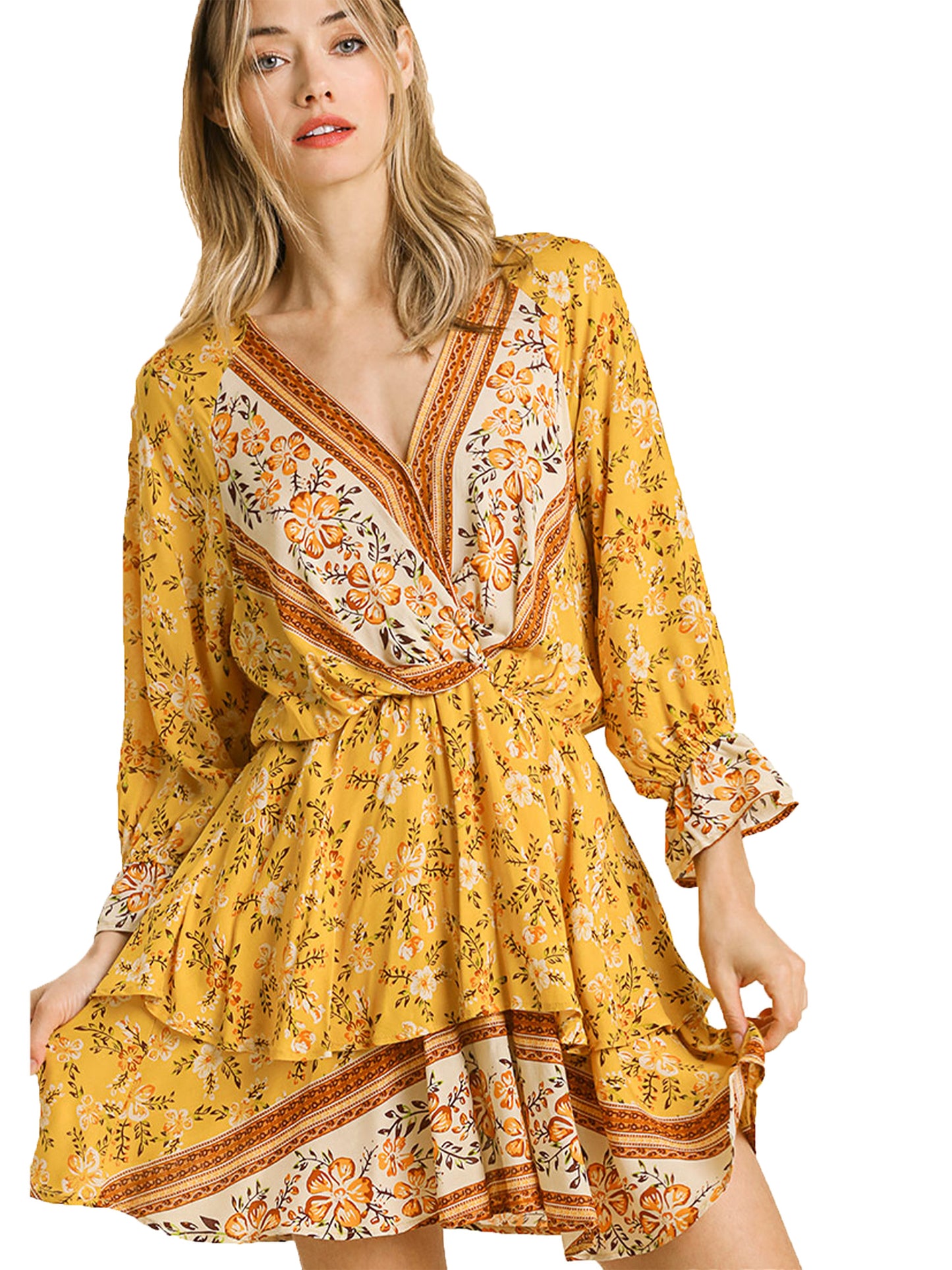 Bohemian V-Neck Print Dress
