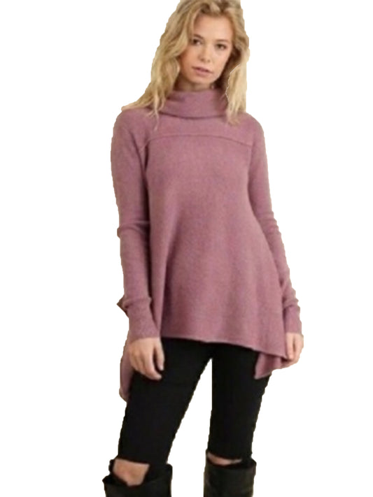 Soft Cowl Neck Sweater with Handercheif Style Hem