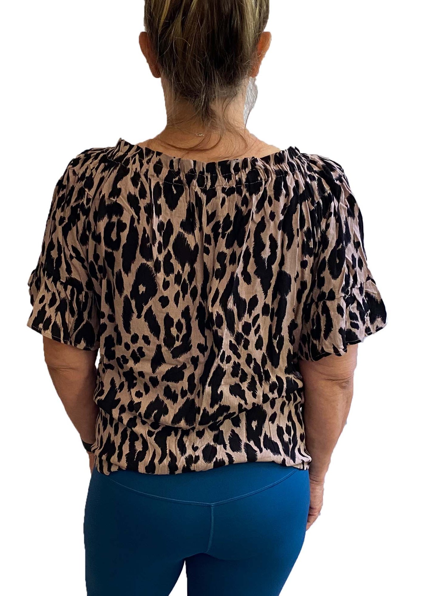 Leopard Cross Front Top