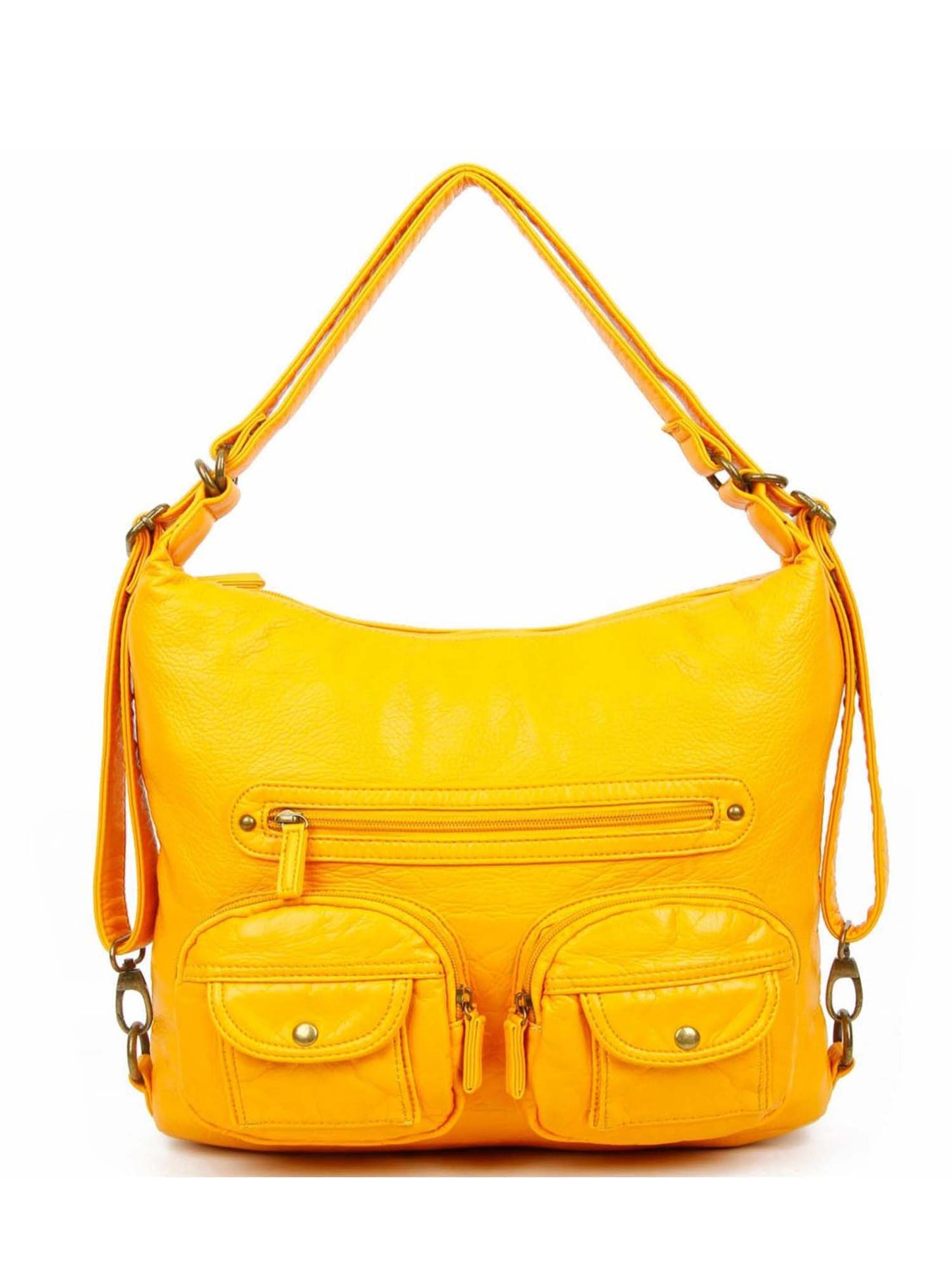 Vegan Leather Convertible Shoulder Bag, Backpack, Crossbody Bag