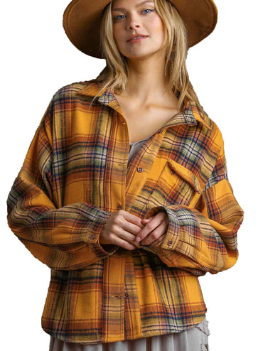 Fall Plaid Button Down Oversized Jacket Shacket