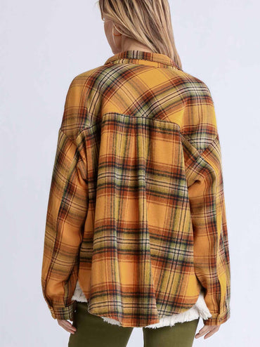 Fall Plaid Button Down Oversized Jacket Shacket