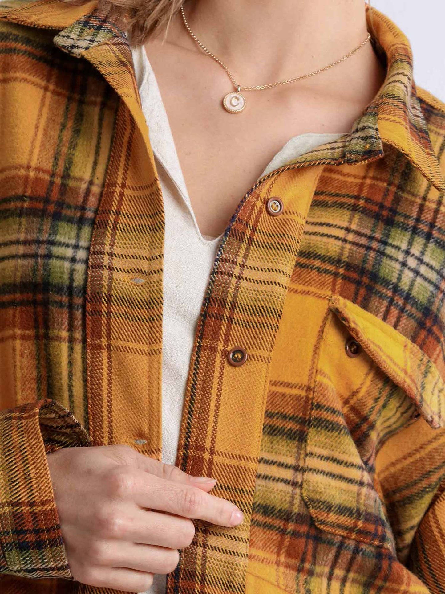 Fall Plaid Button Down Oversized Jacket Shacket