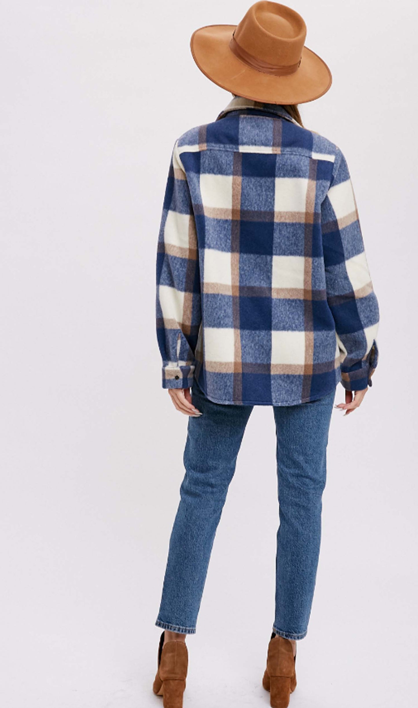 Plaid Womens Cozy Up Brushed Flannel Shacket Jacket