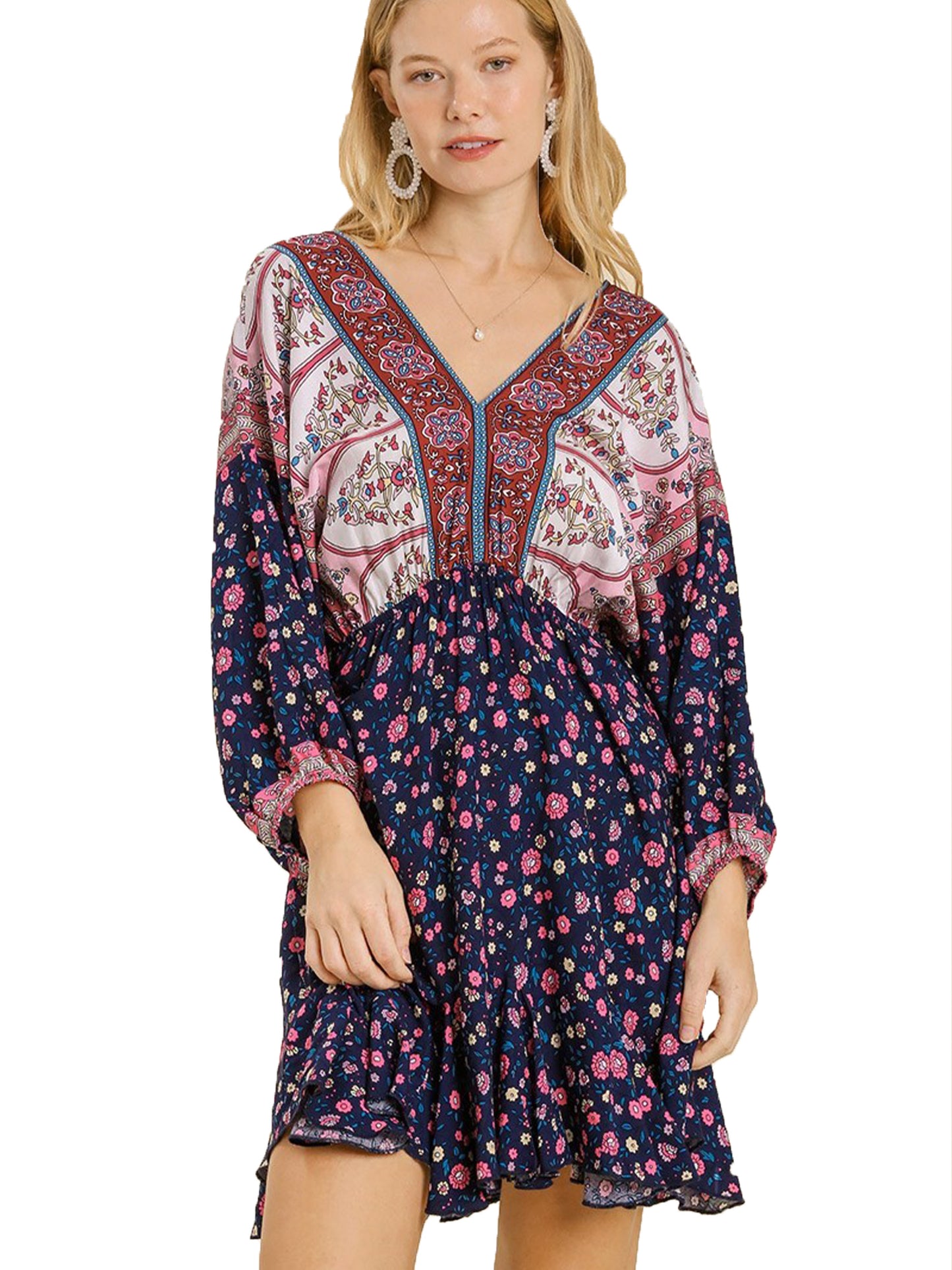 Bohemian V-Neck Print Dress