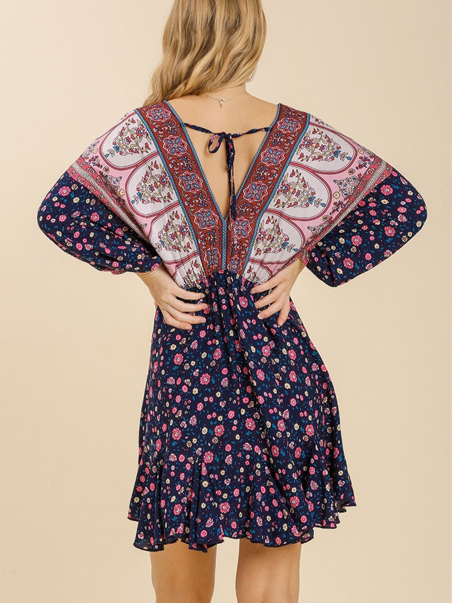 Bohemian V-Neck Print Dress