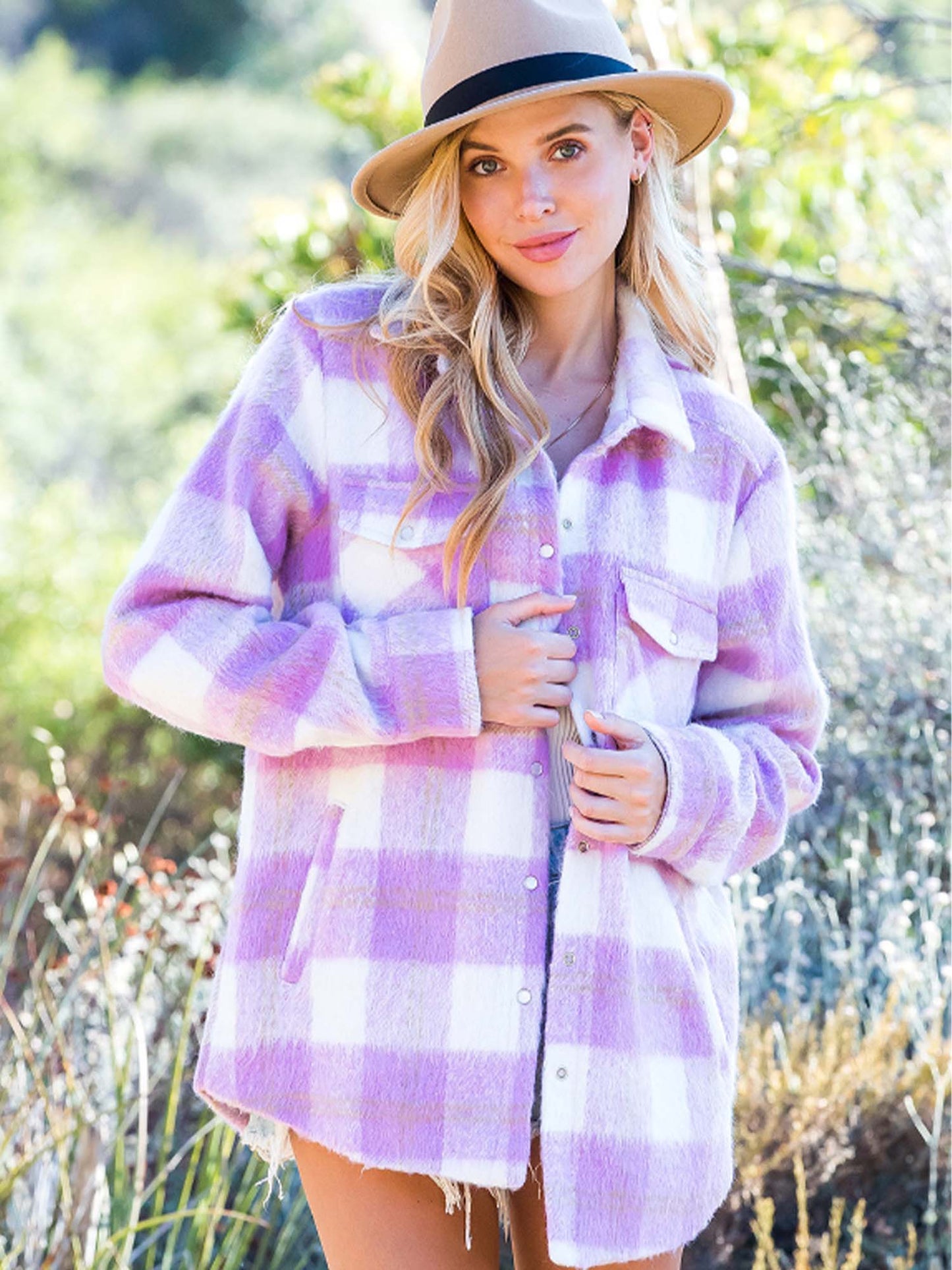 Plaid Womens Cozy Up Brushed Flannel Shacket Jacket