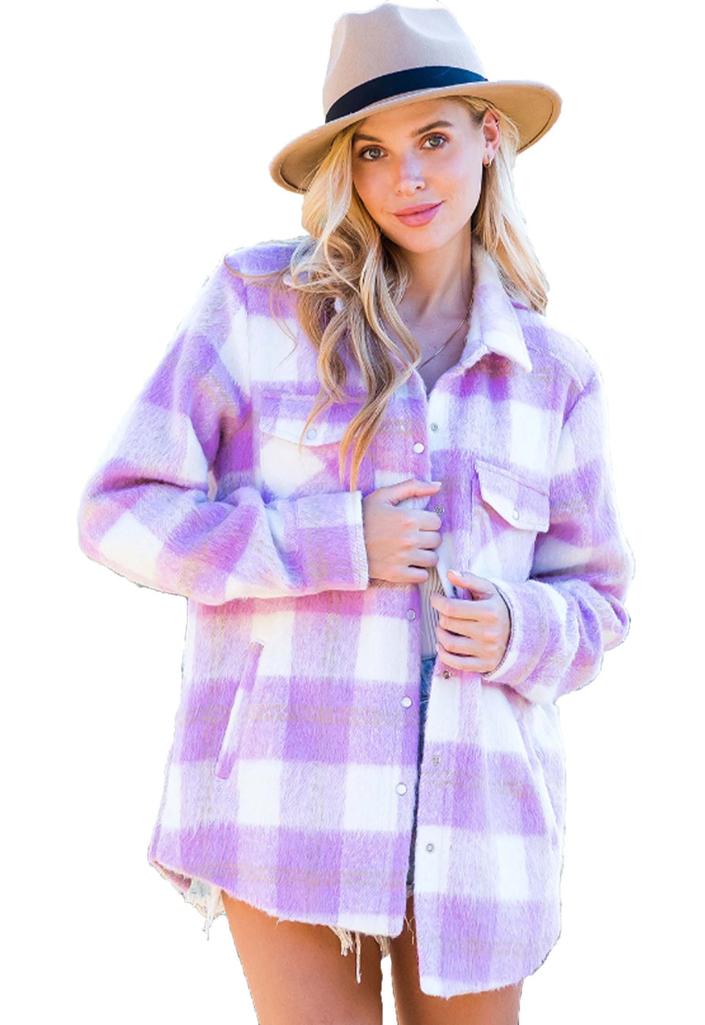 Plaid Womens Cozy Up Brushed Flannel Shacket Jacket