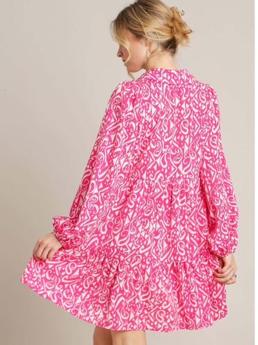 Two Tone Print Tiered Dress