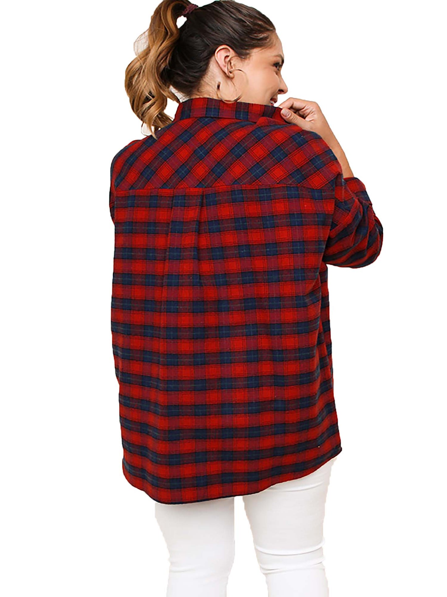 Flannel Tunic Embroidered Flowers