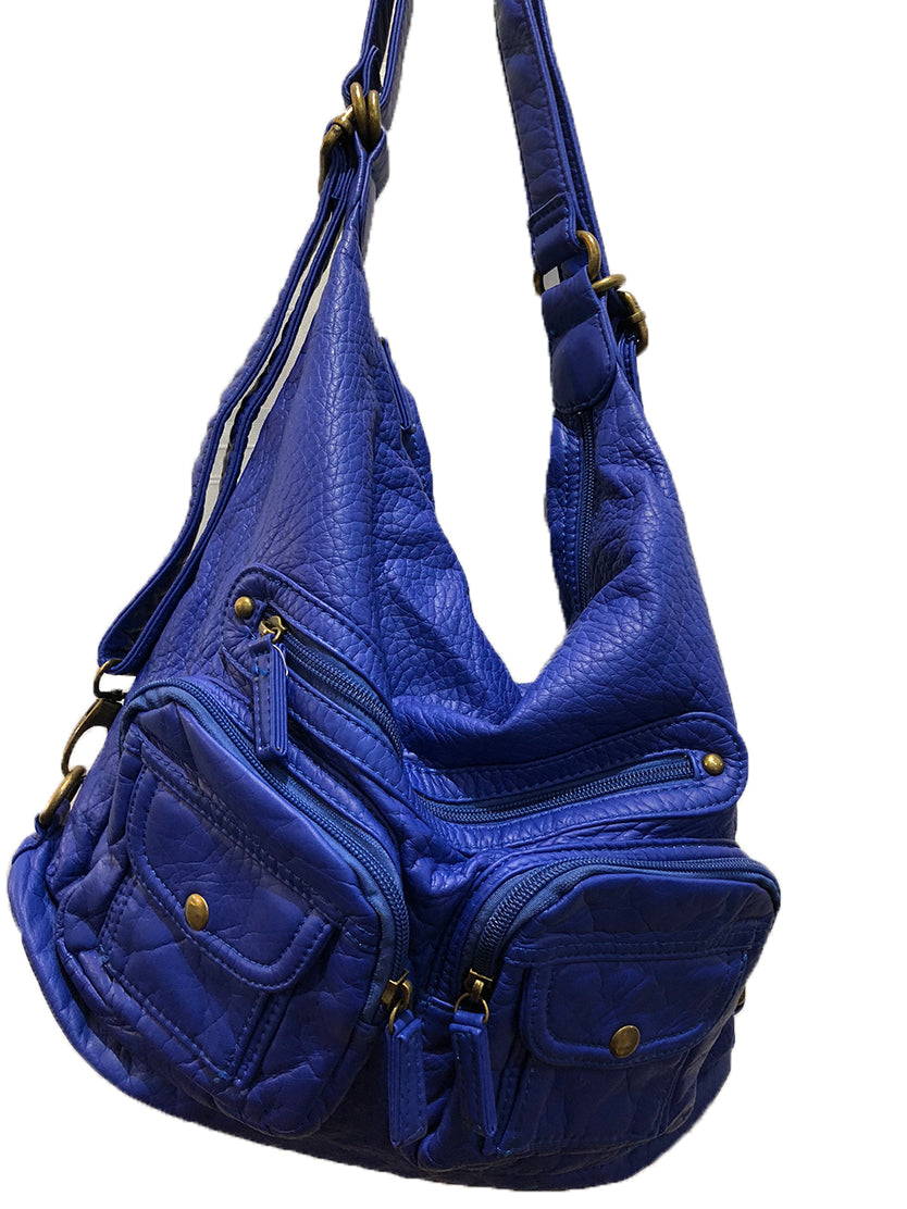 Vegan Leather Convertible Shoulder Bag, Backpack, Crossbody Bag