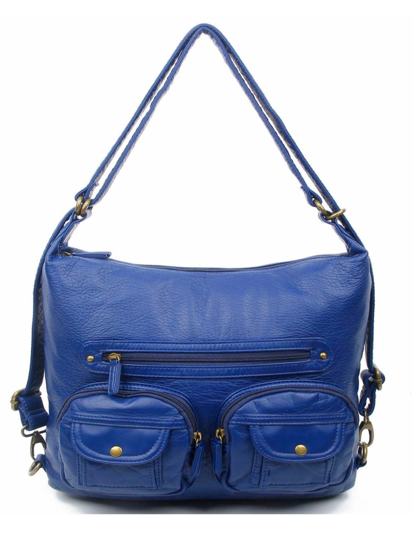 Vegan Leather Convertible Shoulder Bag, Backpack, Crossbody Bag