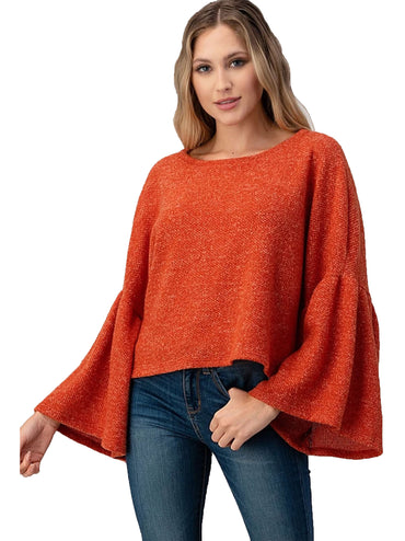 Bell Sleeve Crop Sweater Top