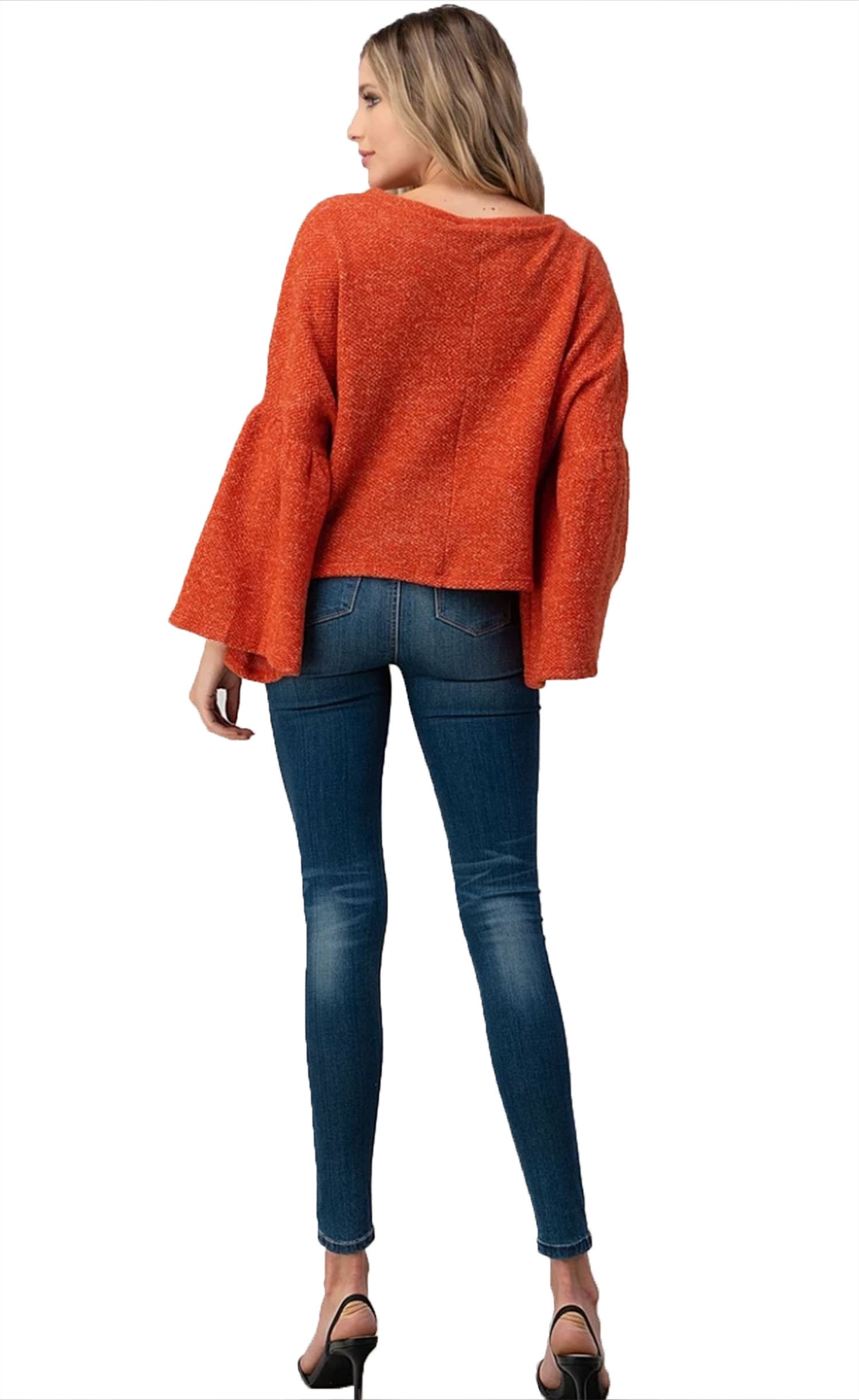 Bell Sleeve Crop Sweater Top