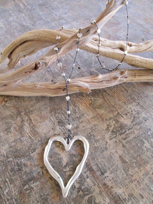 Silver Alloy Open Heart Necklace