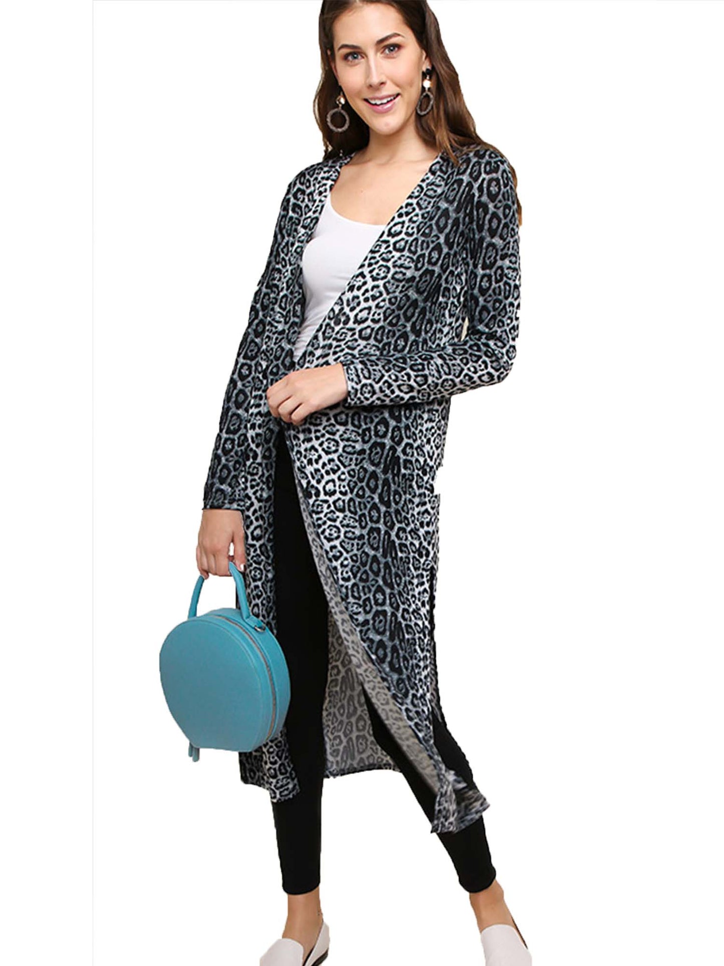 Jaguar Print Open Front Duster Cardigan