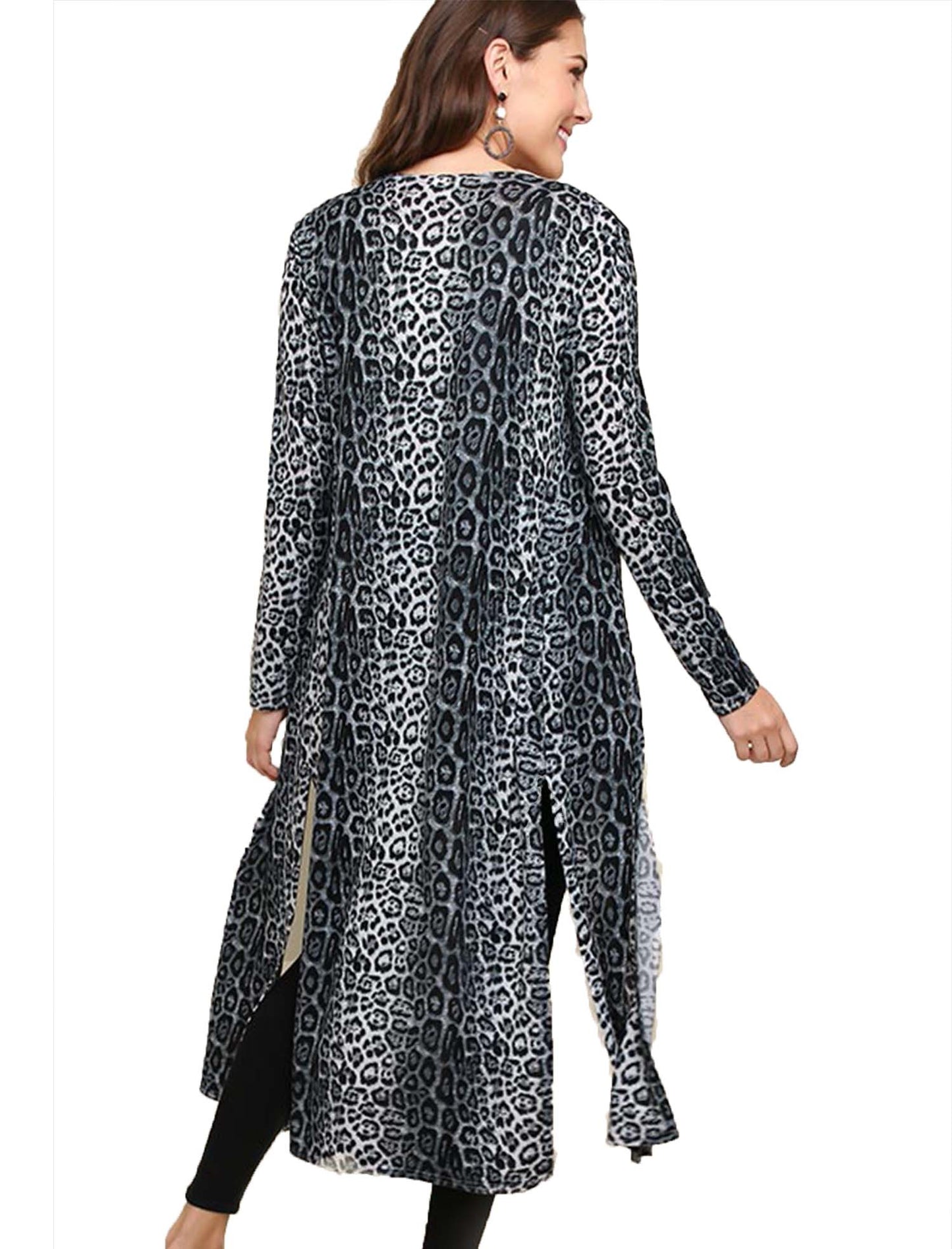 Jaguar Print Open Front Duster Cardigan