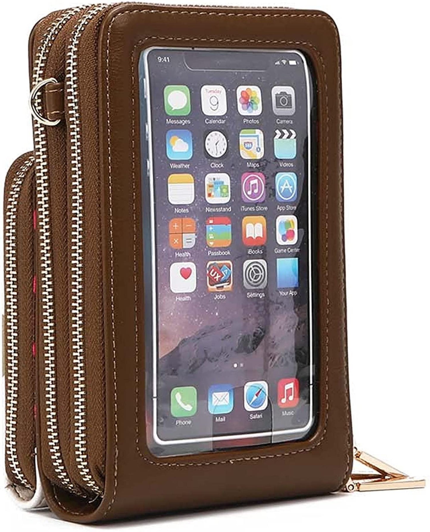 Multi Zip Phone Case Crossbody Wallet