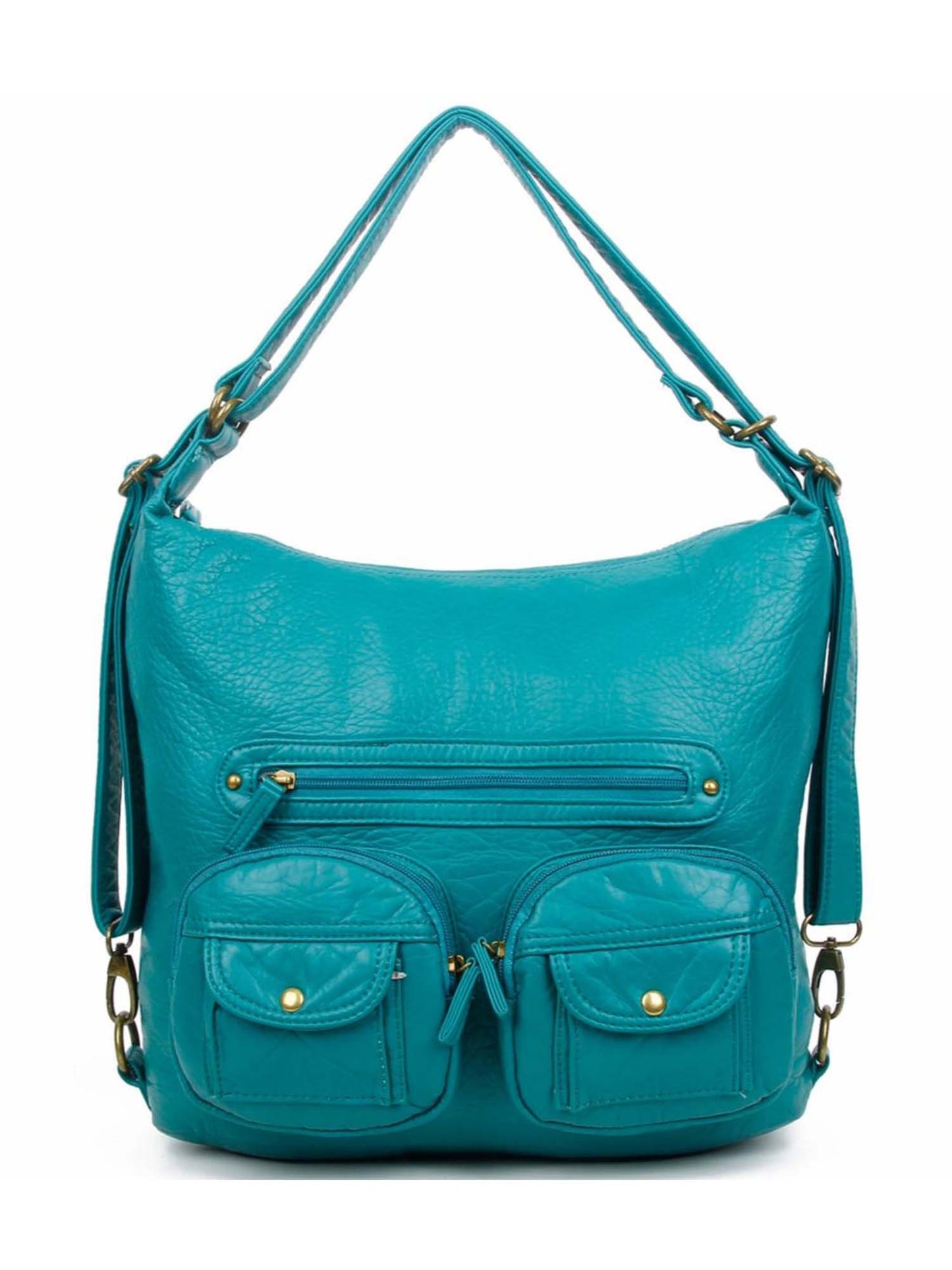 Vegan Leather Convertible Shoulder Bag, Backpack, Crossbody Bag